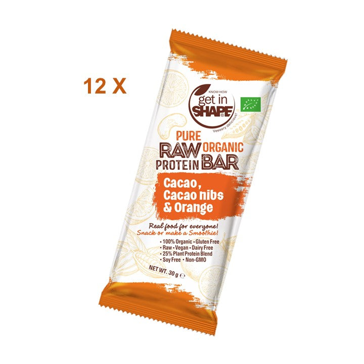 12 Proteinriegel Box - Kakao, Kakaonibs und Orange-Reiner biologischer roher Proteinriegel-Online kaufen-Super Preis-100% bio-vegan-www.getrawbar.eu