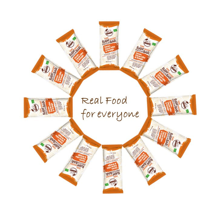 12 Proteinriegel Box - Kakao, Kakaonibs und Orange-Reiner biologischer roher Proteinriegel-Online kaufen-Super Preis-100% bio-vegan-www.getrawbar.eu